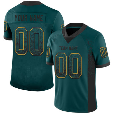 Custom Midnight Green Black-Old Gold Drift Fashion Football Jersey
