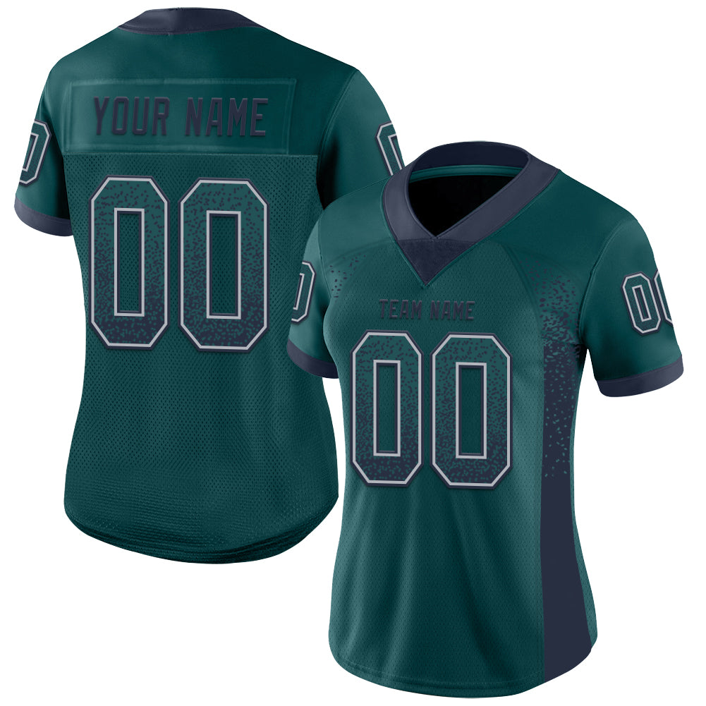 Custom Midnight Green Navy-Gray Drift Fashion Football Jersey