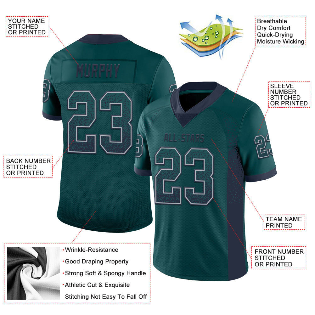 Custom Midnight Green Navy-Gray Drift Fashion Football Jersey