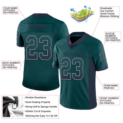 Custom Midnight Green Navy-Gray Drift Fashion Football Jersey