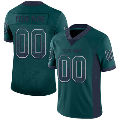 Custom Midnight Green Navy-Gray Drift Fashion Football Jersey
