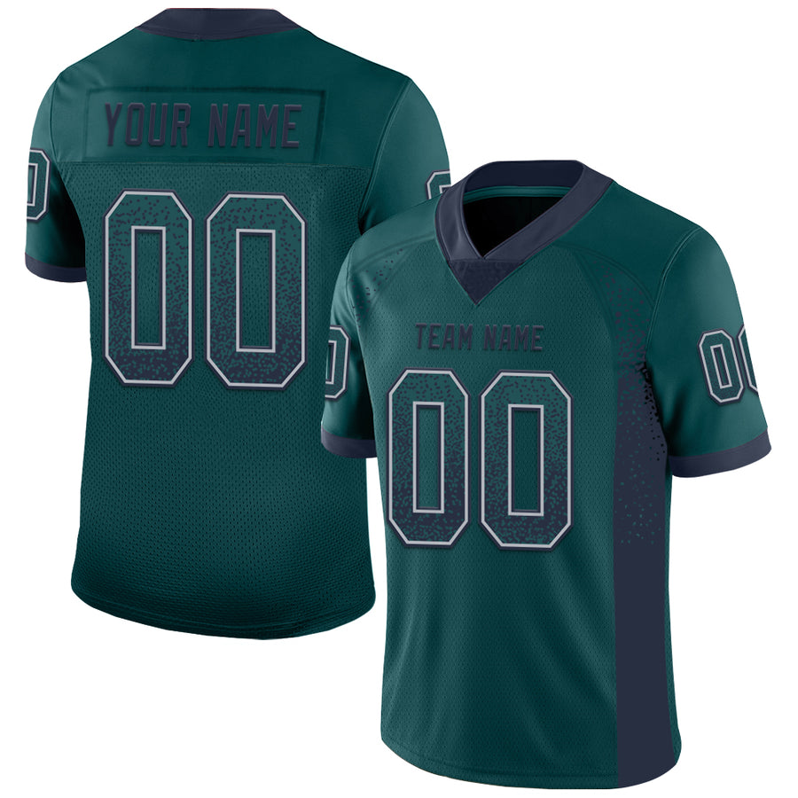 Custom Midnight Green Navy-Gray Drift Fashion Football Jersey