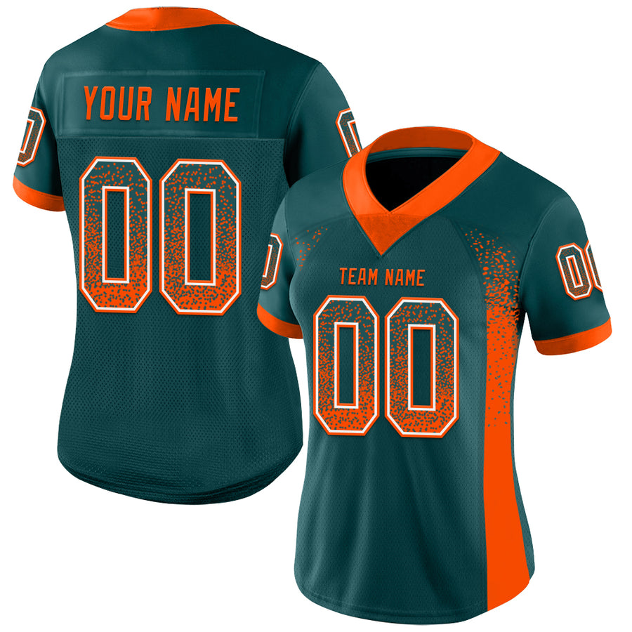 Custom Midnight Green Orange-White Drift Fashion Football Jersey