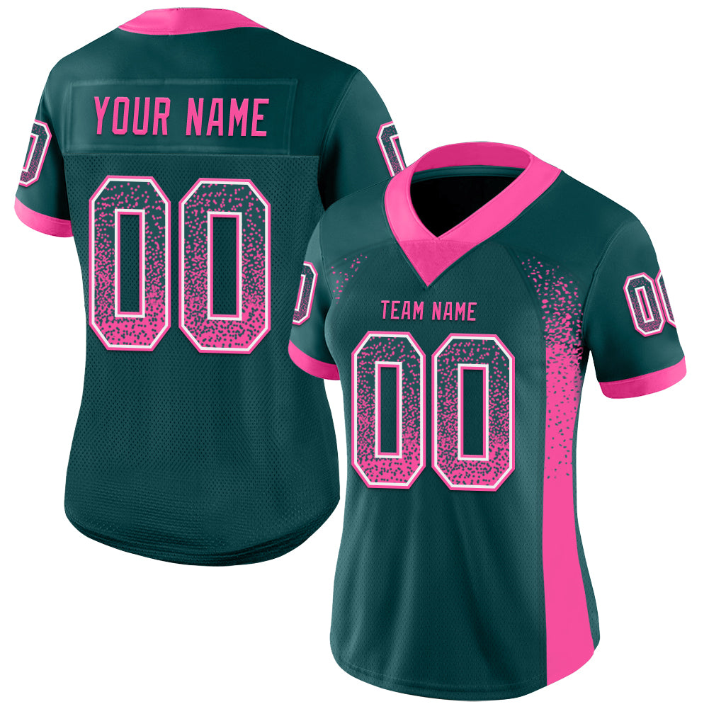 Custom Midnight Green Pink-White Drift Fashion Football Jersey