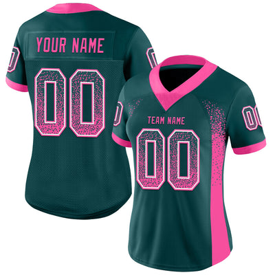 Custom Midnight Green Pink-White Drift Fashion Football Jersey