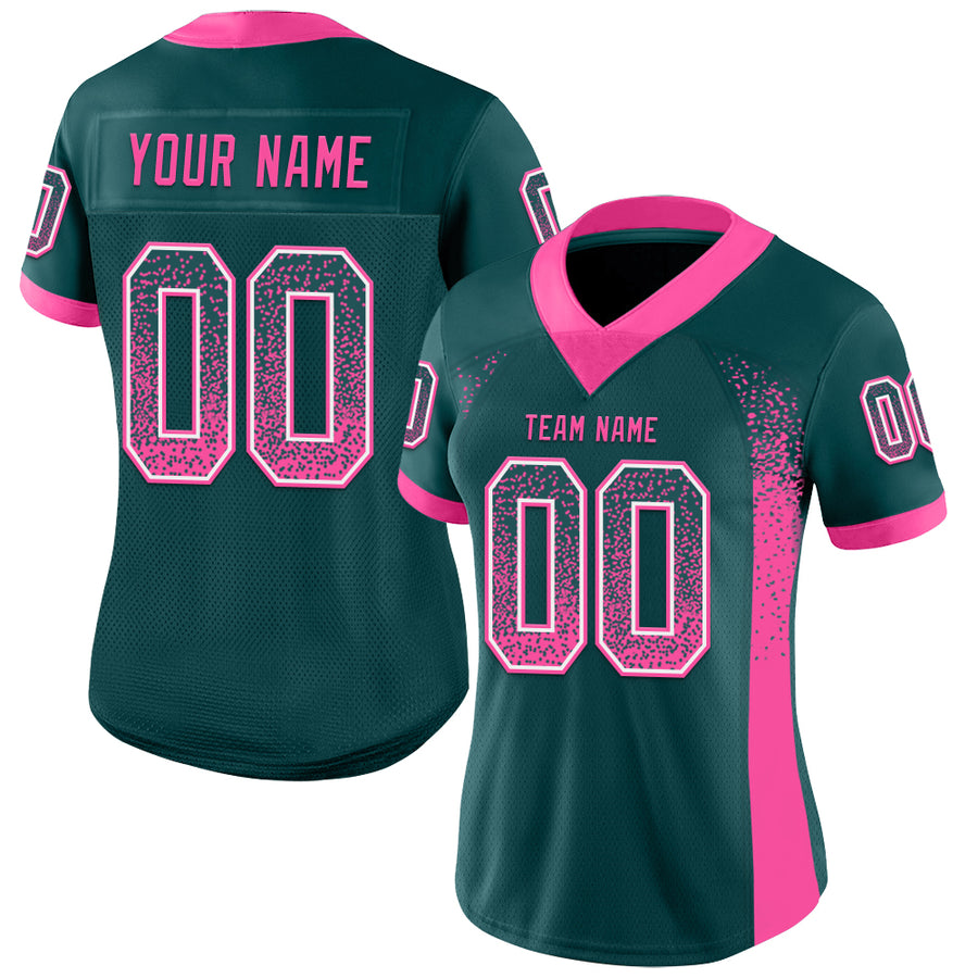 Custom Midnight Green Pink-White Drift Fashion Football Jersey