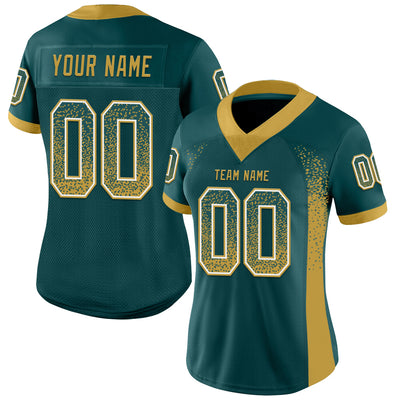 Custom Midnight Green Old Gold-White Drift Fashion Football Jersey