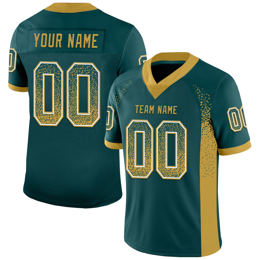 Custom Midnight Green Old Gold-White Drift Fashion Football Jersey