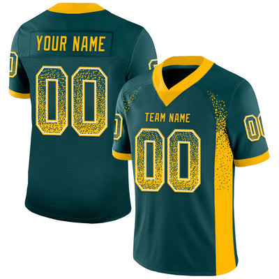 Custom Midnight Green Gold-White Drift Fashion Football Jersey