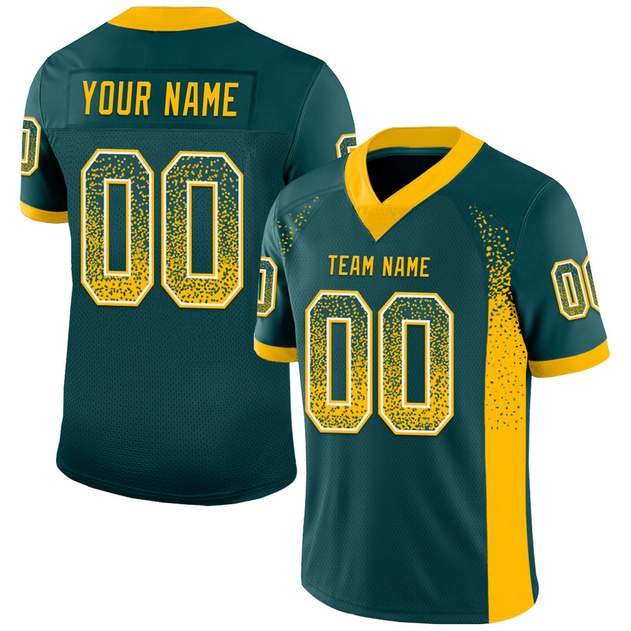 Custom Midnight Green Gold-White Drift Fashion Football Jersey