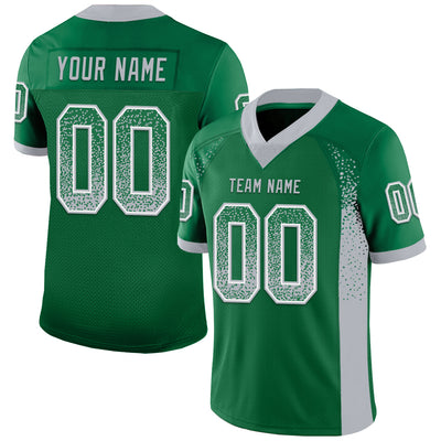 Custom Kelly Green Gray-White Drift Fashion Football Jersey