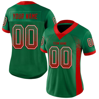 Custom Kelly Green Red-White Drift Fashion Football Jersey