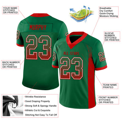 Custom Kelly Green Red-White Drift Fashion Football Jersey