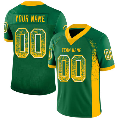 Custom Kelly Green Gold-White Drift Fashion Football Jersey
