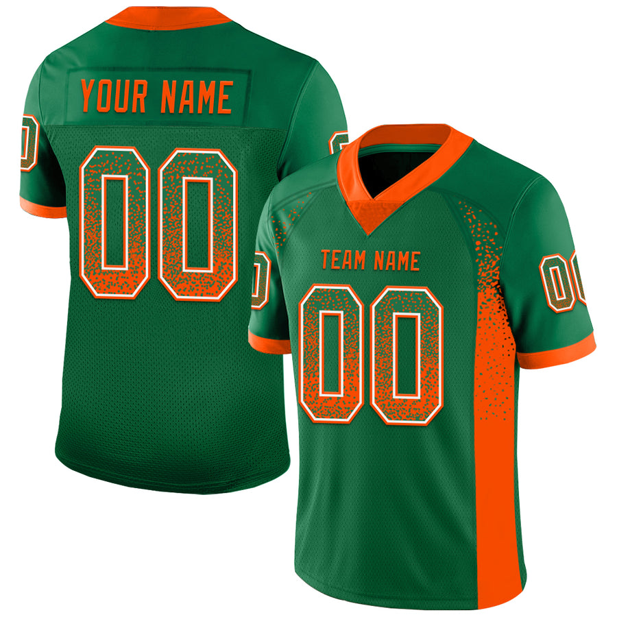 Custom Kelly Green Orange-White Drift Fashion Football Jersey