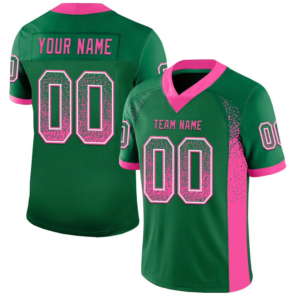 Custom Kelly Green Pink-White Drift Fashion Football Jersey