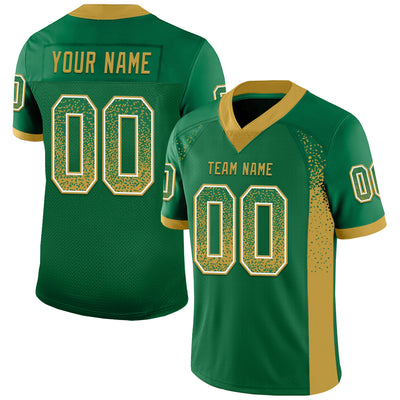 Custom Kelly Green Old Gold-White Drift Fashion Football Jersey