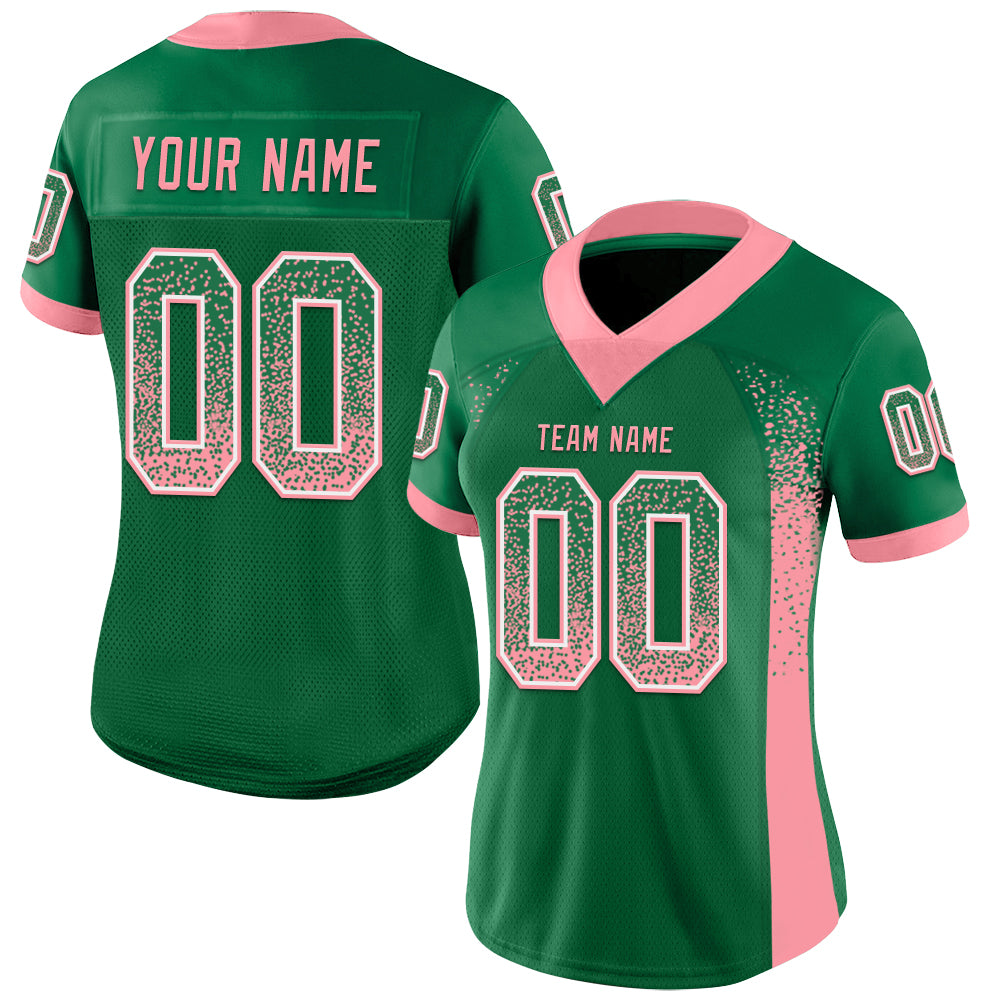 Custom Kelly Green Medium Pink-White Drift Fashion Football Jersey