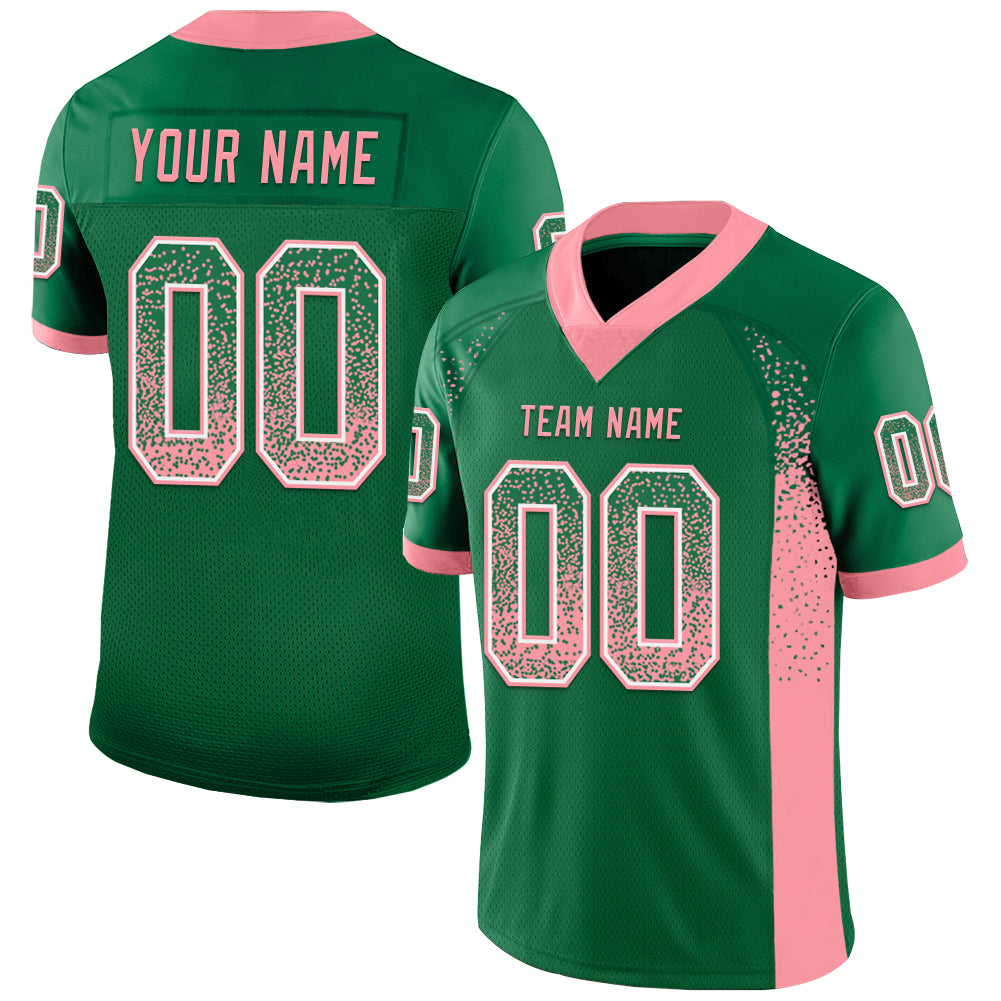 Custom Kelly Green Medium Pink-White Drift Fashion Football Jersey