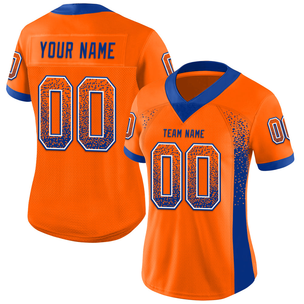 Custom Orange Royal-White Drift Fashion Football Jersey