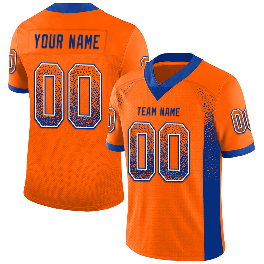 Custom Orange Royal-White Drift Fashion Football Jersey