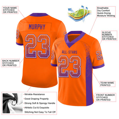 Custom Orange Purple-White Drift Fashion Football Jersey