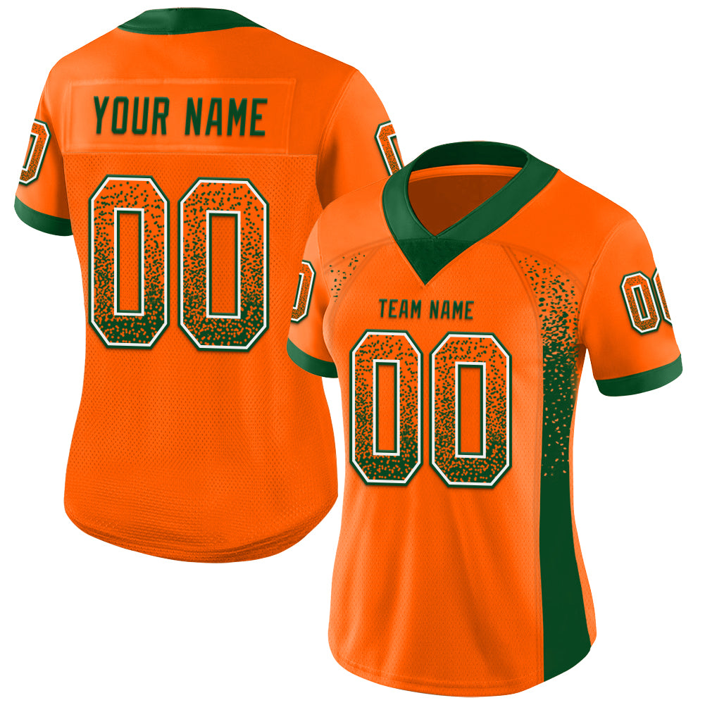 Custom Orange Green-White Drift Fashion Football Jersey