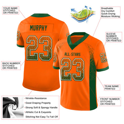 Custom Orange Green-White Drift Fashion Football Jersey
