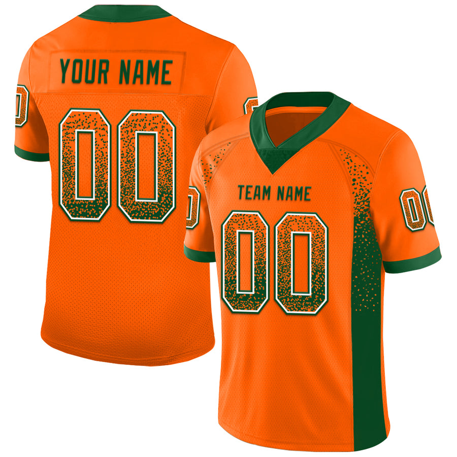 Custom Orange Green-White Drift Fashion Football Jersey