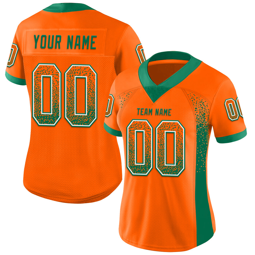 Custom Orange Kelly Green-White Drift Fashion Football Jersey