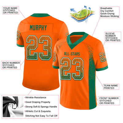 Custom Orange Kelly Green-White Drift Fashion Football Jersey