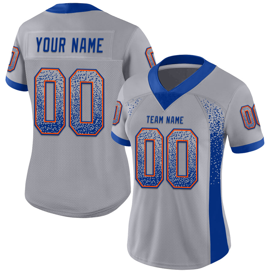 Custom Gray Royal-Orange Drift Fashion Football Jersey