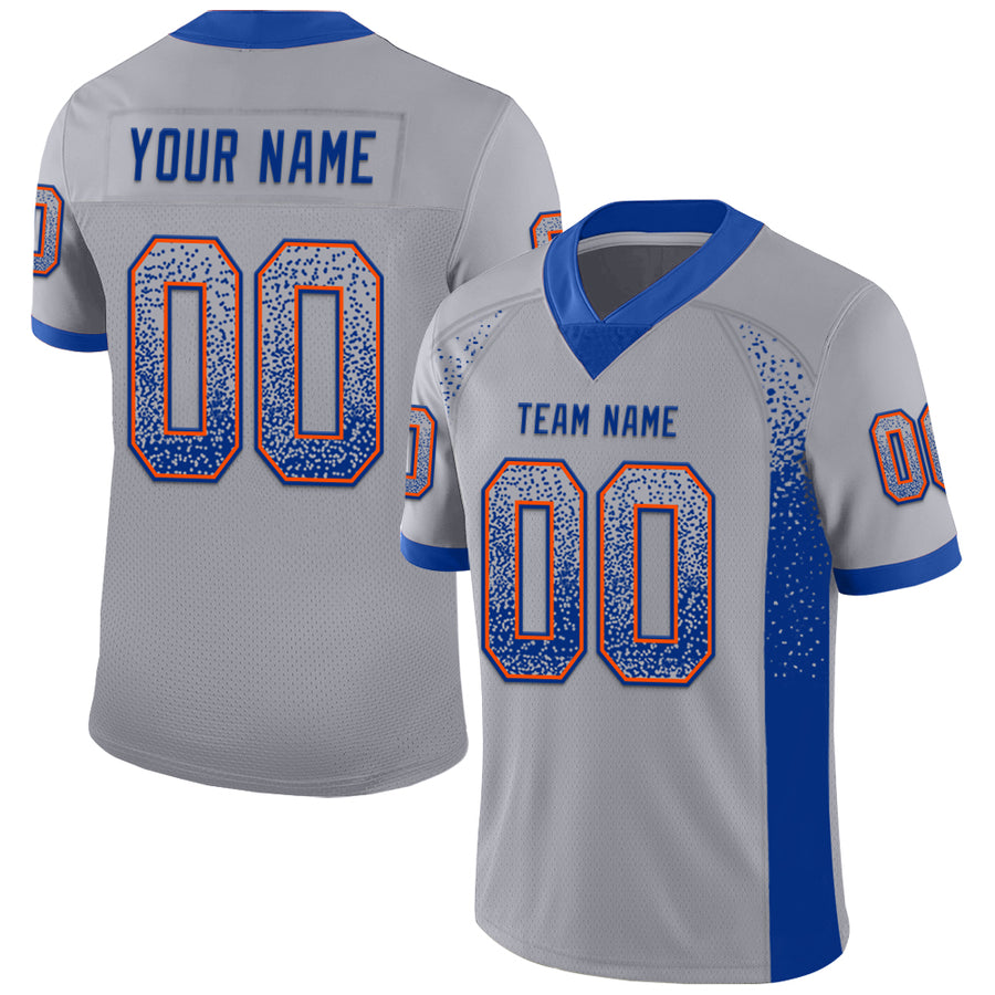 Custom Gray Royal-Orange Drift Fashion Football Jersey