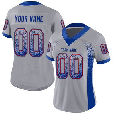 Custom Gray Royal-Red Drift Fashion Football Jersey