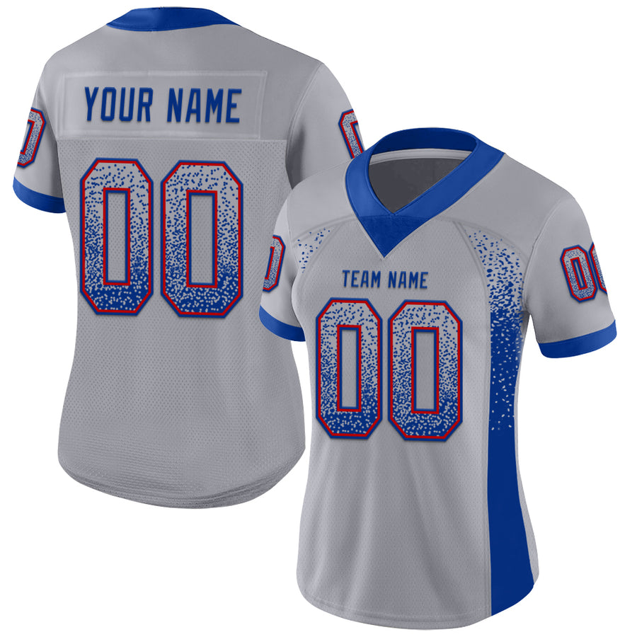 Custom Gray Royal-Red Drift Fashion Football Jersey