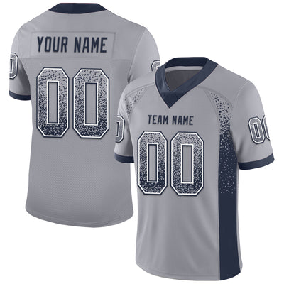 Custom Gray Navy-White Drift Fashion Football Jersey