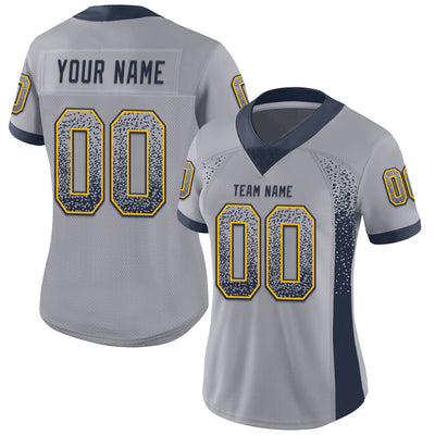 Custom Gray Navy-Gold Drift Fashion Football Jersey