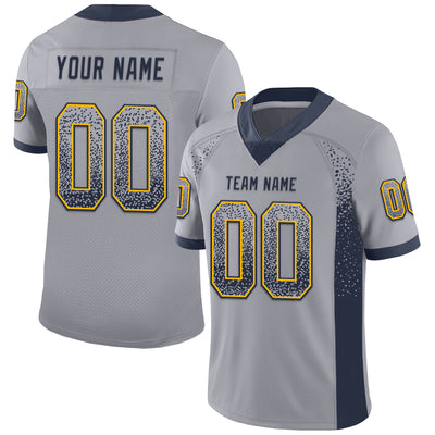 Custom Gray Navy-Gold Drift Fashion Football Jersey