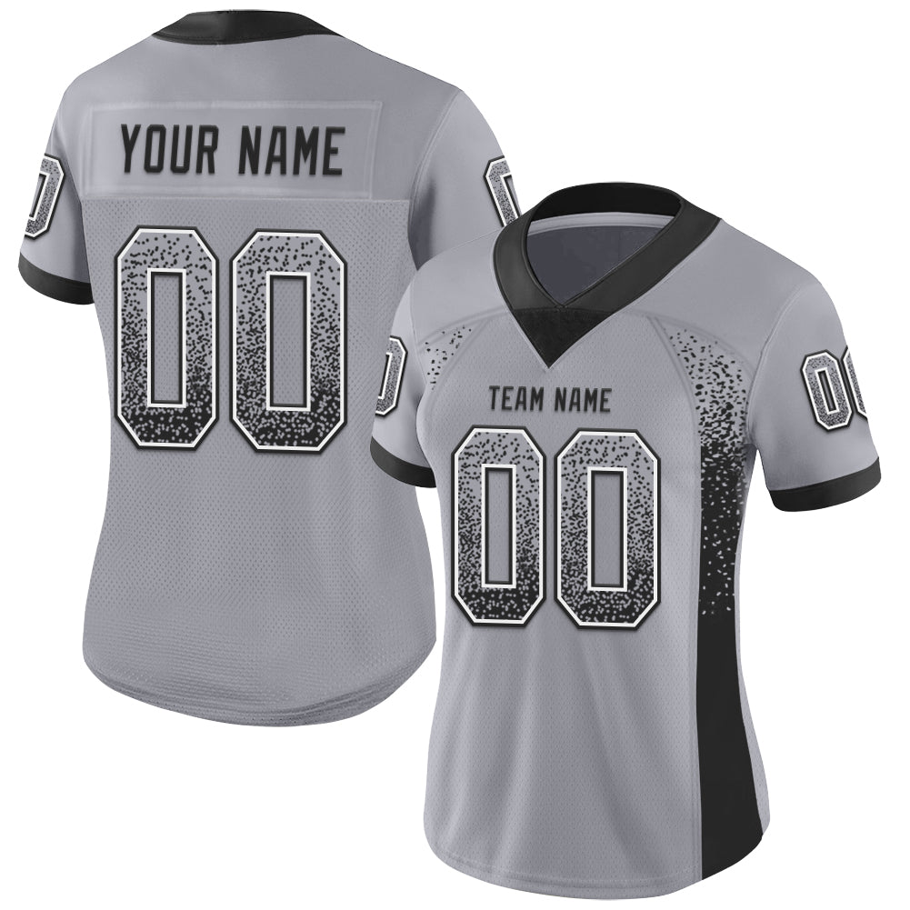 Custom Gray Black-White Drift Fashion Football Jersey