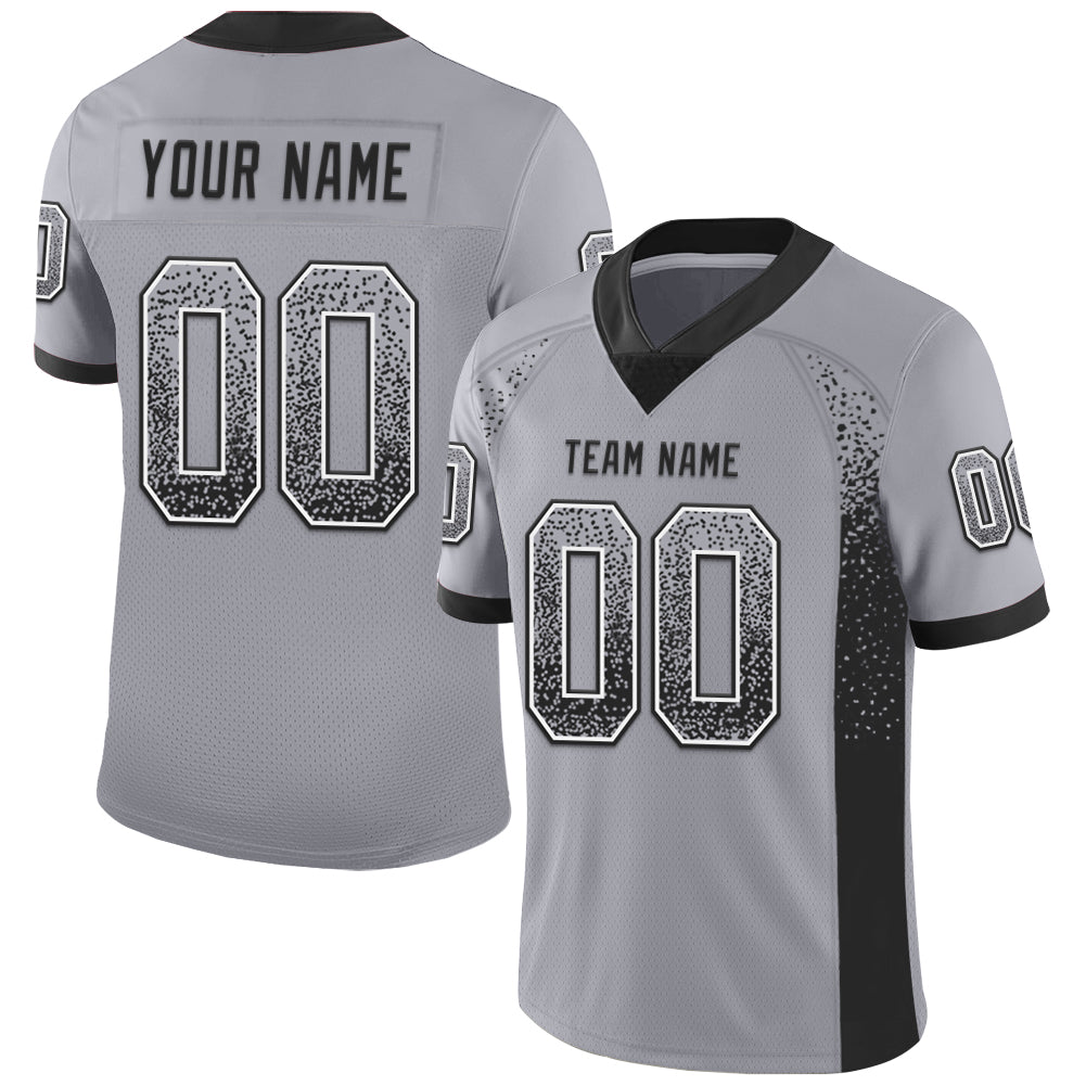 Custom Gray Black-White Drift Fashion Football Jersey