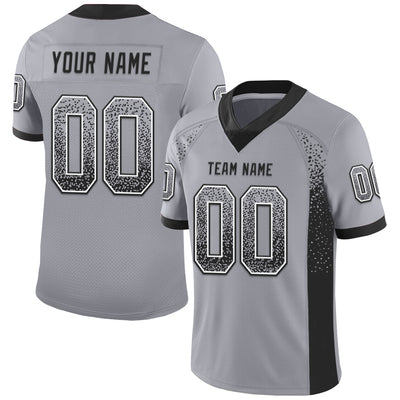 Custom Gray Black-White Drift Fashion Football Jersey