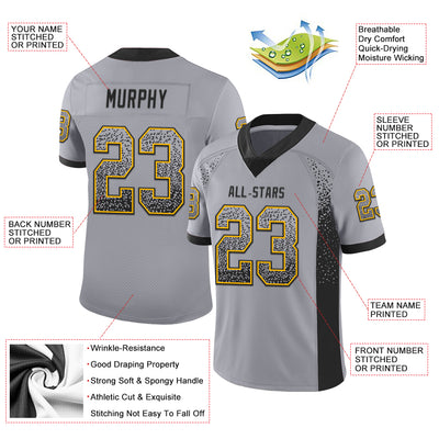 Custom Gray Black-Gold Drift Fashion Football Jersey