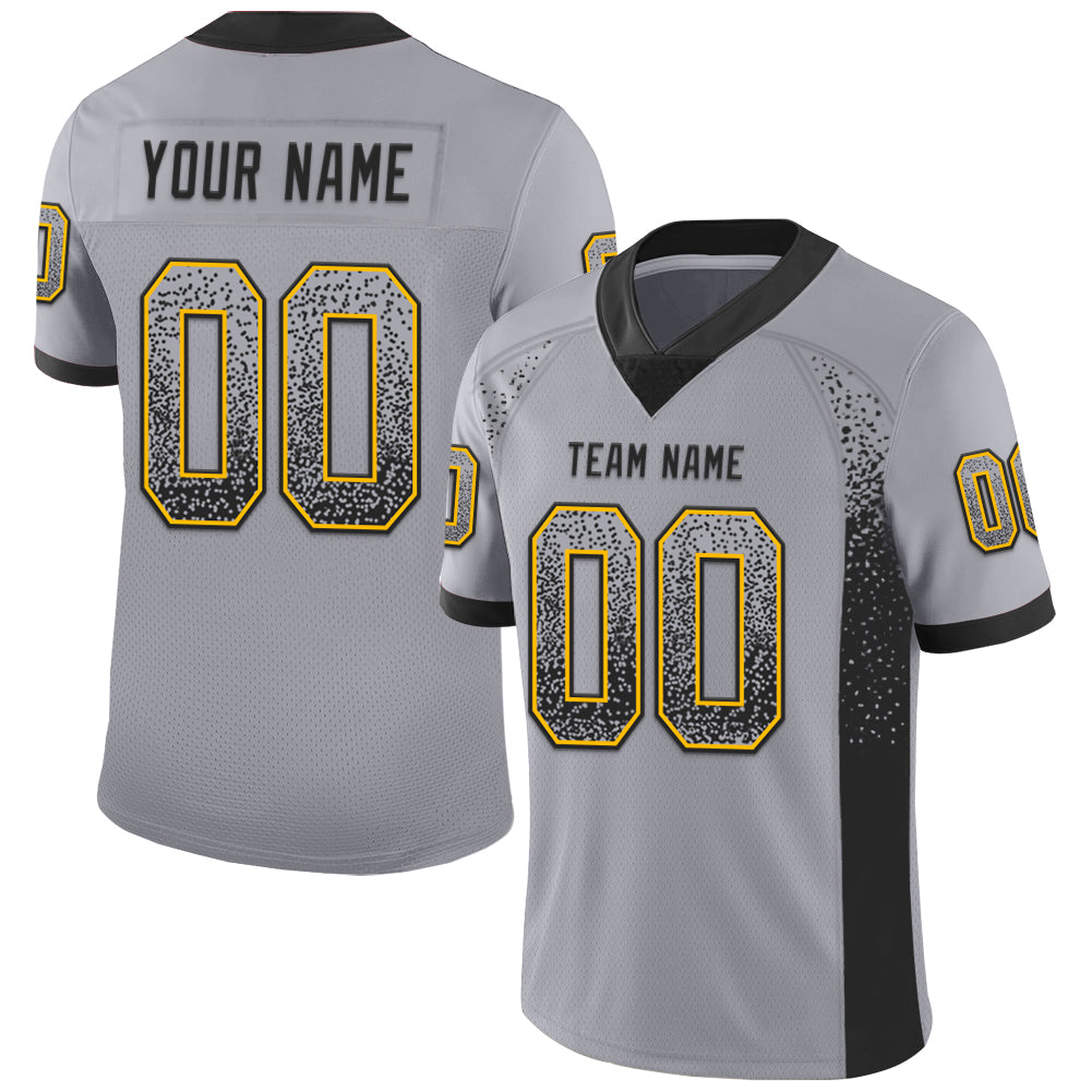 Custom Gray Black-Gold Drift Fashion Football Jersey