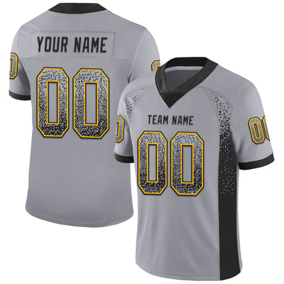 Custom Gray Black-Gold Drift Fashion Football Jersey