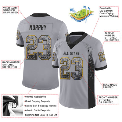 Custom Gray Black-Old Gold Drift Fashion Football Jersey