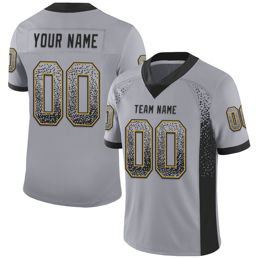 Custom Gray Black-Old Gold Drift Fashion Football Jersey