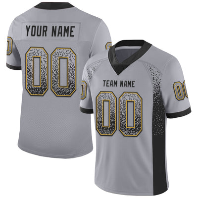 Custom Gray Black-Old Gold Drift Fashion Football Jersey