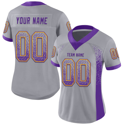 Custom Gray Purple-Gold Drift Fashion Football Jersey