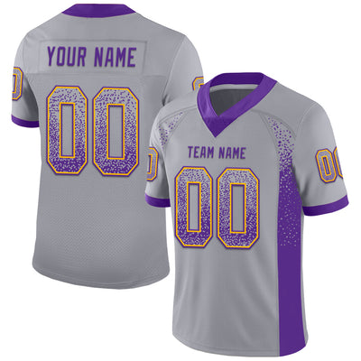 Custom Gray Purple-Gold Drift Fashion Football Jersey