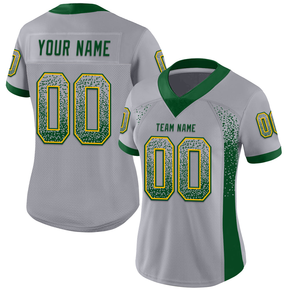 Custom Gray Green-Gold Drift Fashion Football Jersey
